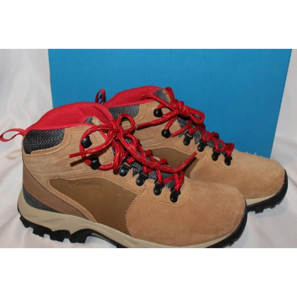 COLUMBIA MEN NEWTON RIDGE PLUS II WATERPROOF HIKING BOOT‎ SIZE 7 ELK/RED NIB